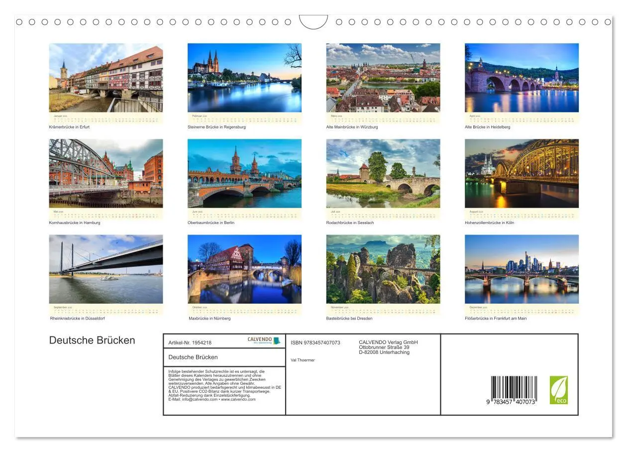 Bild: 9783457407073 | Deutsche Brücken (Wandkalender 2026 DIN A3 quer), CALVENDO...