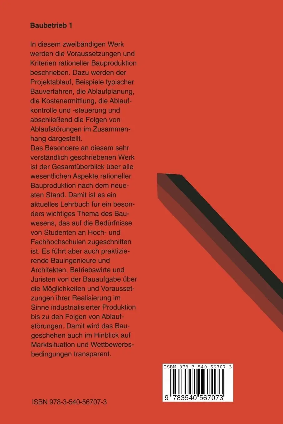 Rückseite: 9783540567073 | Baubetrieb 1 | Einführung, Rahmenbedingungen, Bauverfahren | Bauer