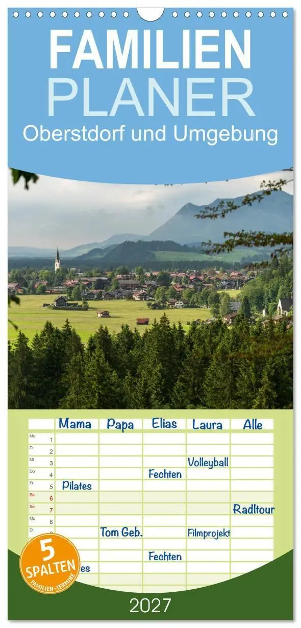 Cover: 9783594337073 | Familienplaner 2027 - Oberstdorf und Umgebung mit 5 Spalten...