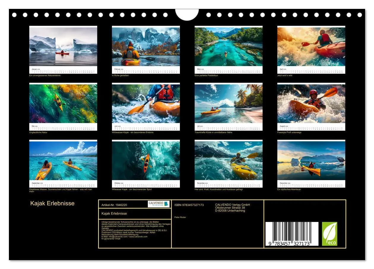 Bild: 9783457327173 | Kajak Erlebnisse (Wandkalender 2026 DIN A4 quer), CALVENDO...