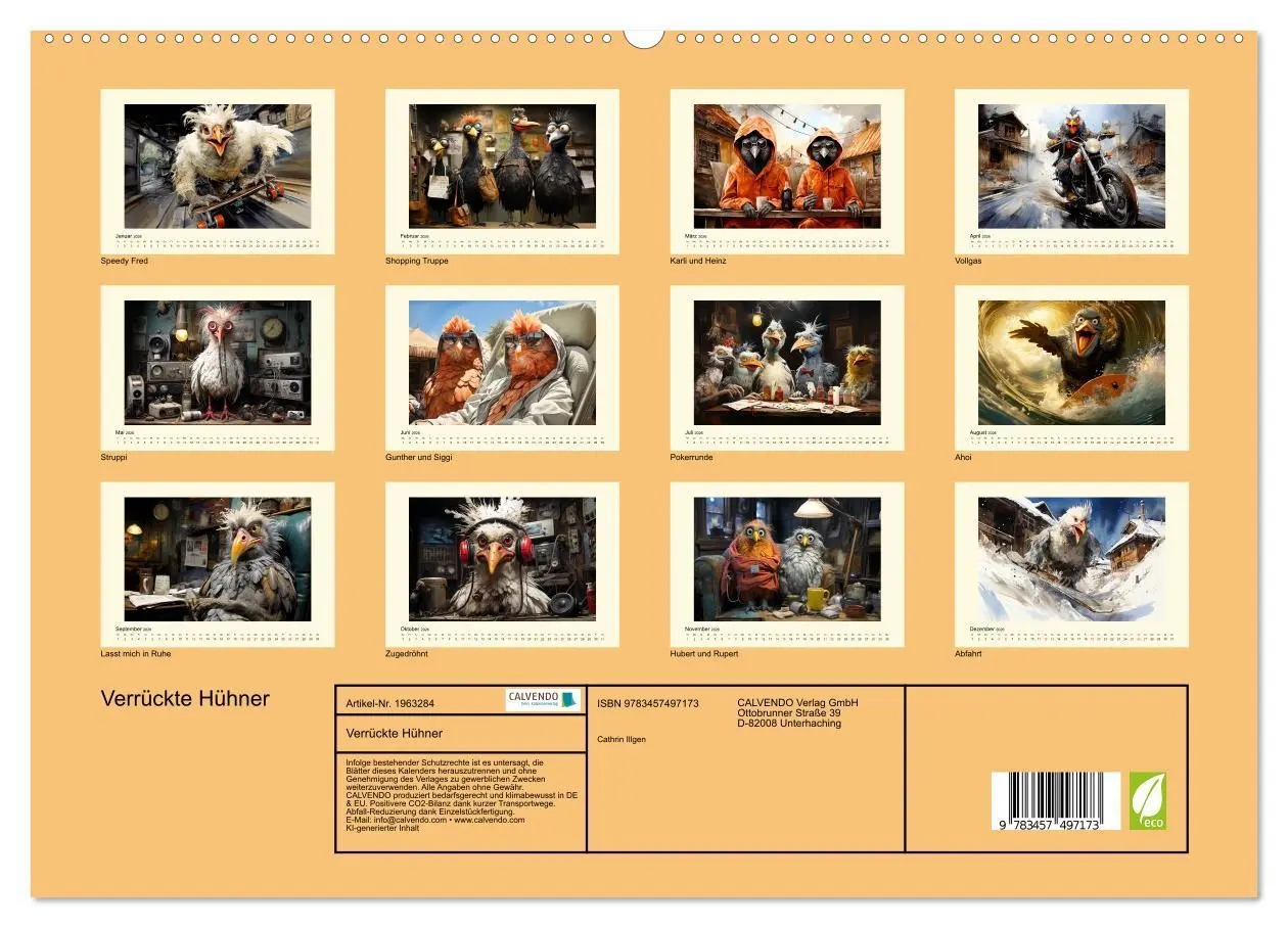 Bild: 9783457497173 | Verrückte Hühner (hochwertiger Premium Wandkalender 2026 DIN A2...