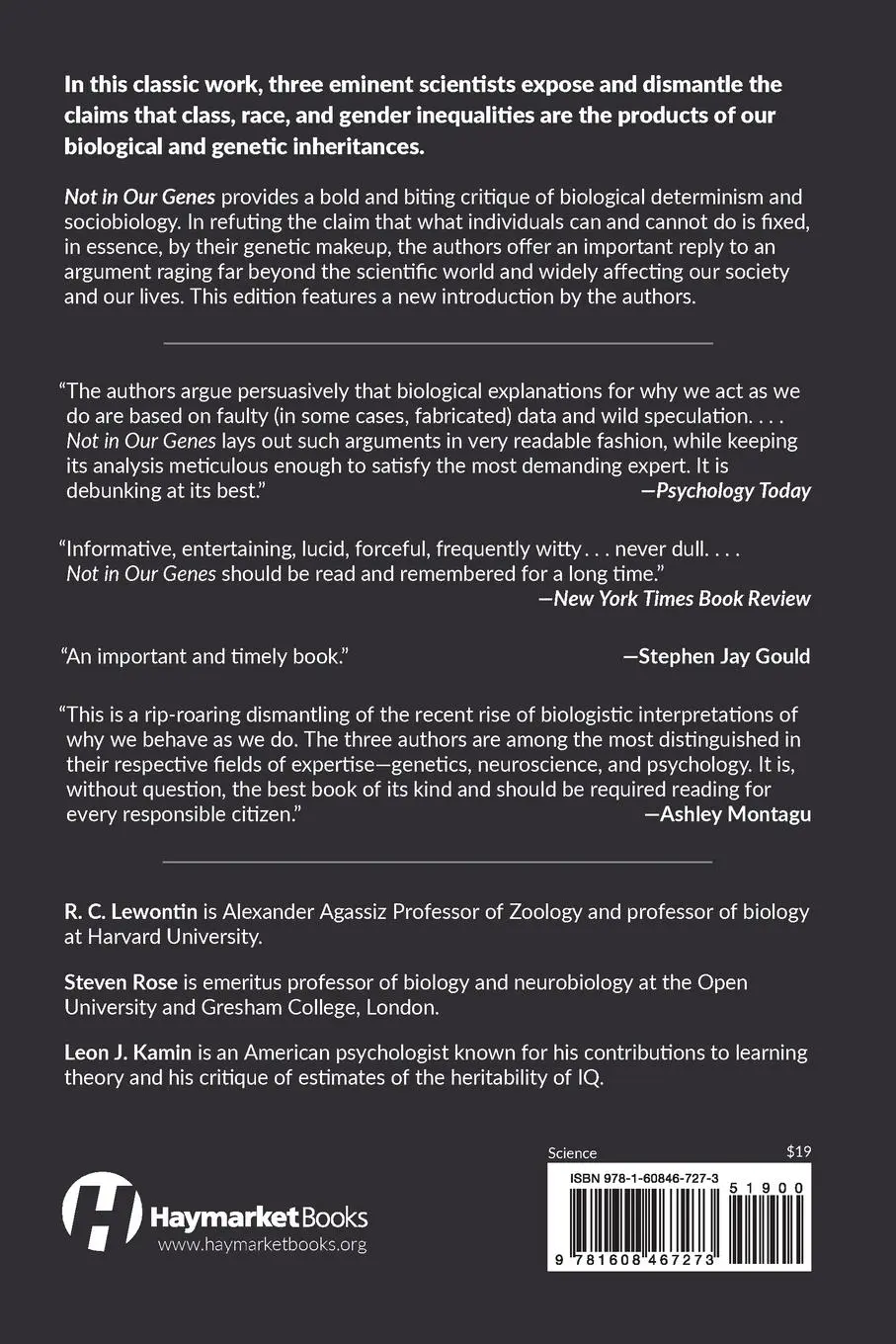 Rückseite: 9781608467273 | Not in Our Genes | Biology, Ideology, and Human Nature | Taschenbuch