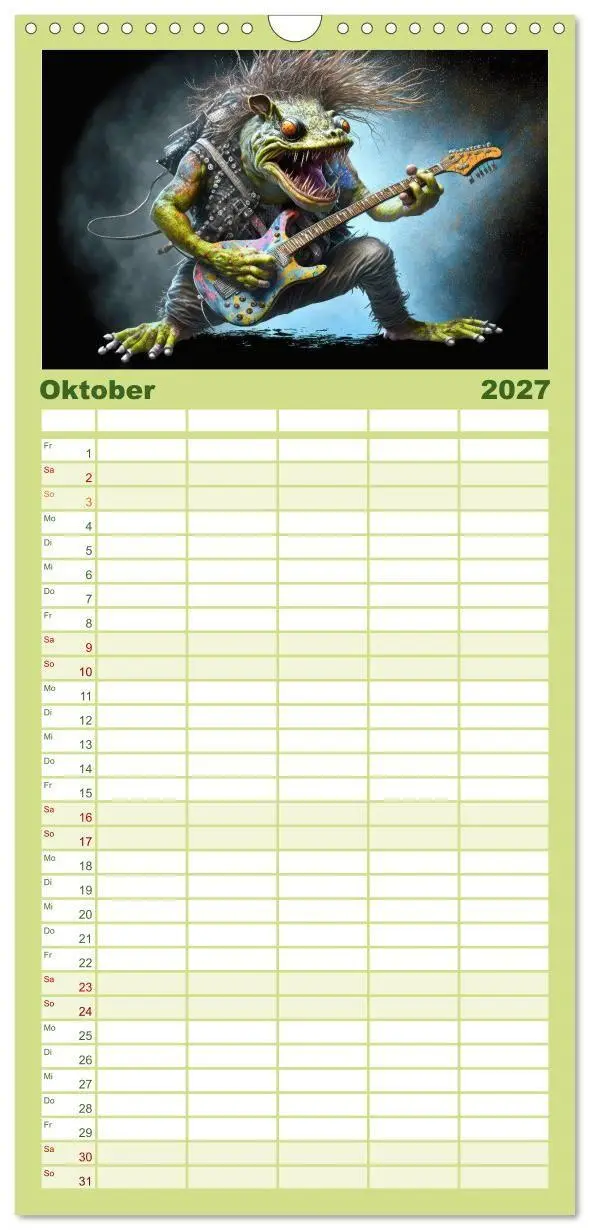 Bild: 9783594317273 | Familienplaner 2027 - Frosch Konzert mit 5 Spalten (Wandkalender,...