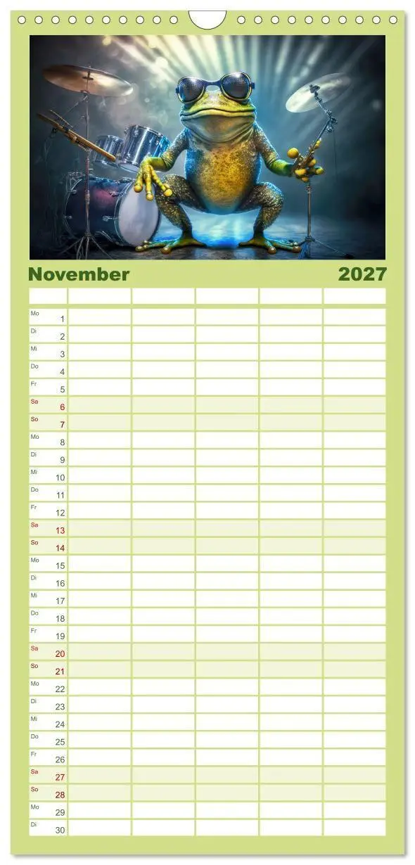 Bild: 9783594317273 | Familienplaner 2027 - Frosch Konzert mit 5 Spalten (Wandkalender,...