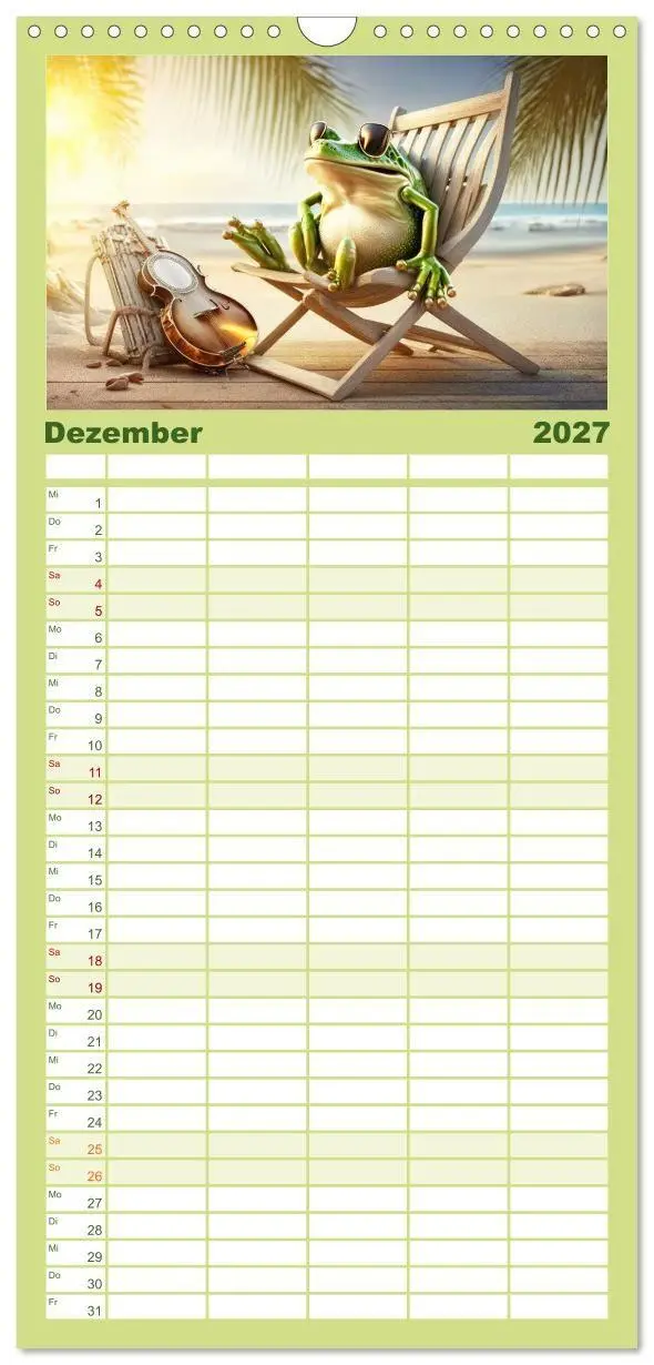 Bild: 9783594317273 | Familienplaner 2027 - Frosch Konzert mit 5 Spalten (Wandkalender,...