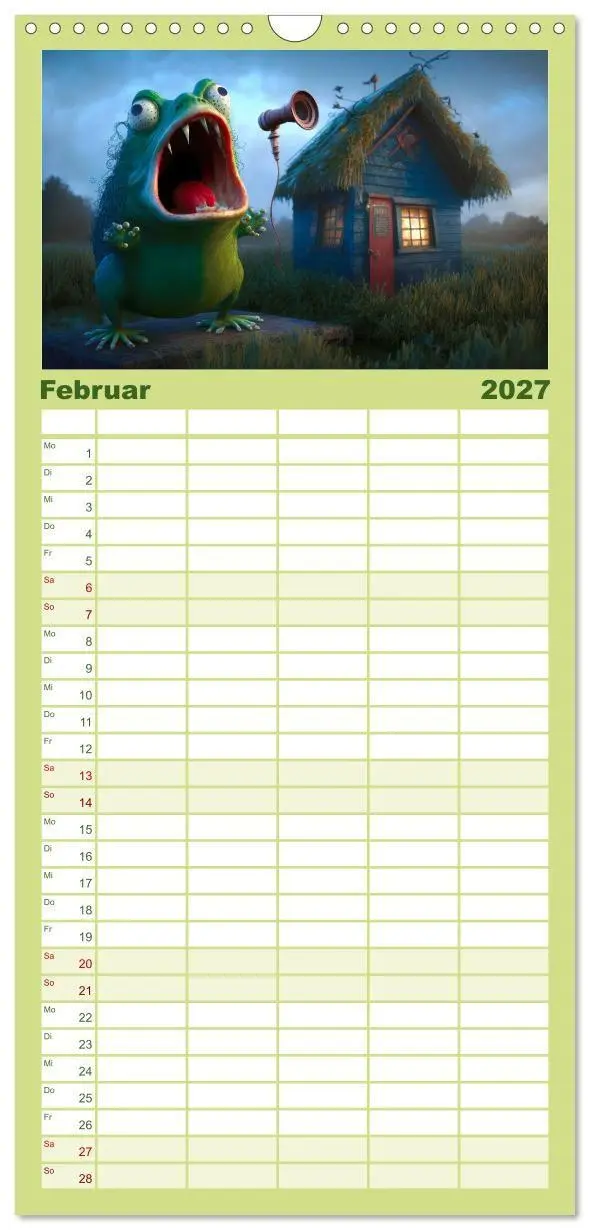 Bild: 9783594317273 | Familienplaner 2027 - Frosch Konzert mit 5 Spalten (Wandkalender,...