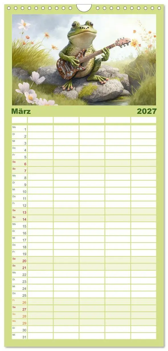 Bild: 9783594317273 | Familienplaner 2027 - Frosch Konzert mit 5 Spalten (Wandkalender,...