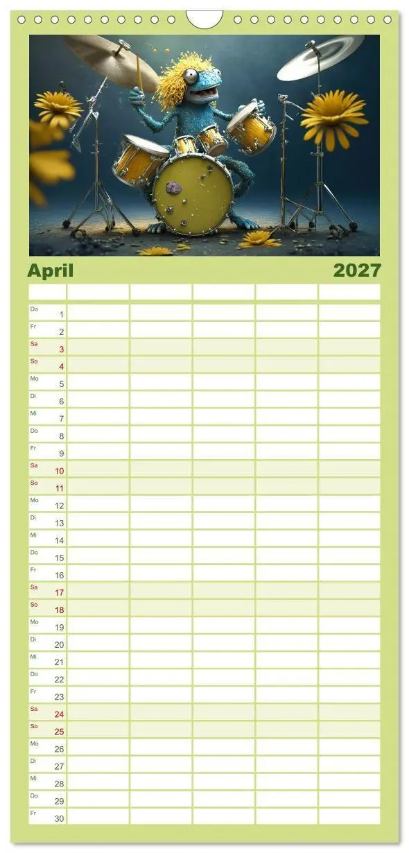 Bild: 9783594317273 | Familienplaner 2027 - Frosch Konzert mit 5 Spalten (Wandkalender,...