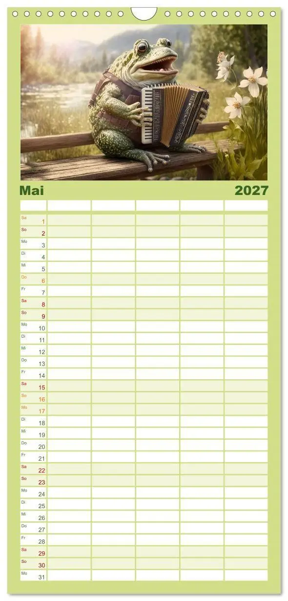Bild: 9783594317273 | Familienplaner 2027 - Frosch Konzert mit 5 Spalten (Wandkalender,...
