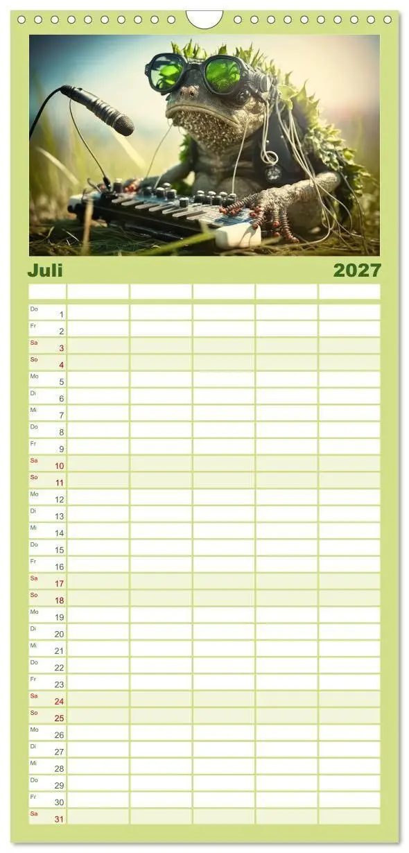 Bild: 9783594317273 | Familienplaner 2027 - Frosch Konzert mit 5 Spalten (Wandkalender,...
