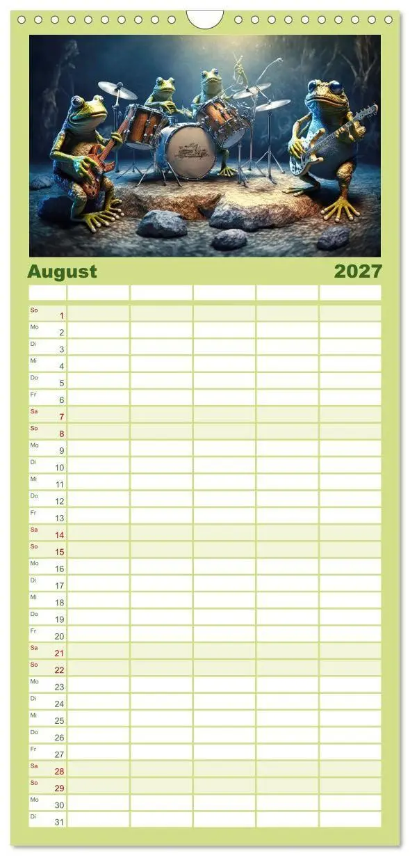 Bild: 9783594317273 | Familienplaner 2027 - Frosch Konzert mit 5 Spalten (Wandkalender,...