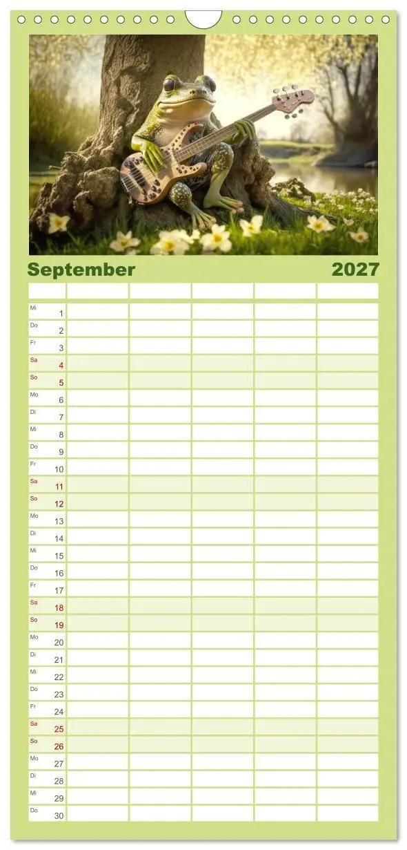 Bild: 9783594317273 | Familienplaner 2027 - Frosch Konzert mit 5 Spalten (Wandkalender,...