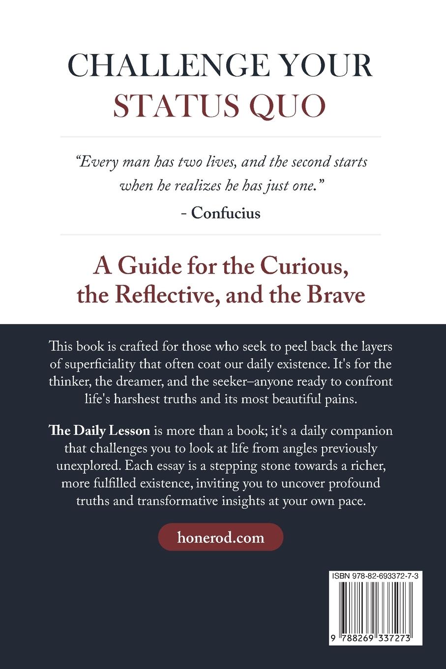 Rückseite: 9788269337273 | The Daily Lesson | 366 Essays to Challenge Your Status Quo | Honerod