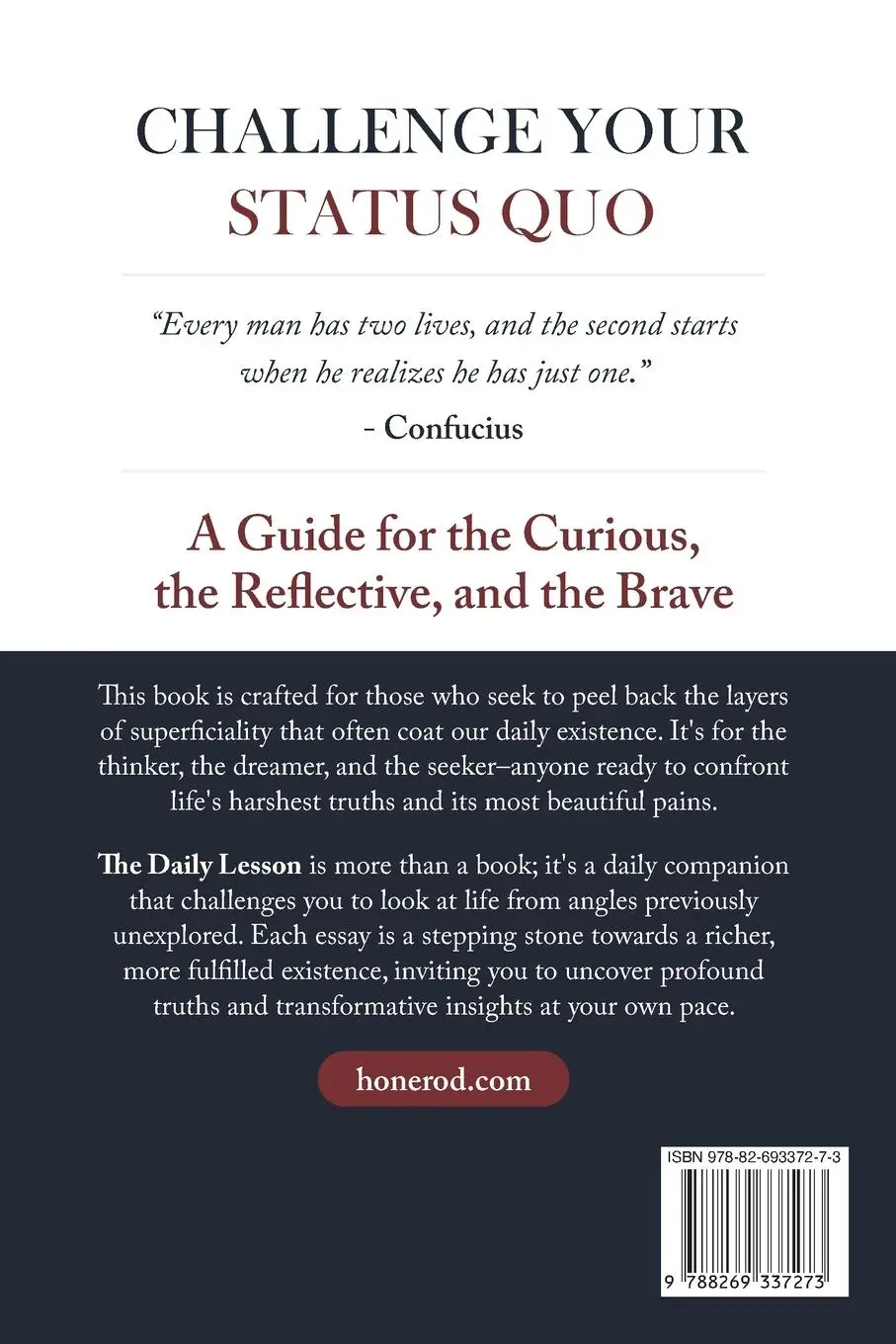 Rückseite: 9788269337273 | The Daily Lesson | 366 Essays to Challenge Your Status Quo | Honerod