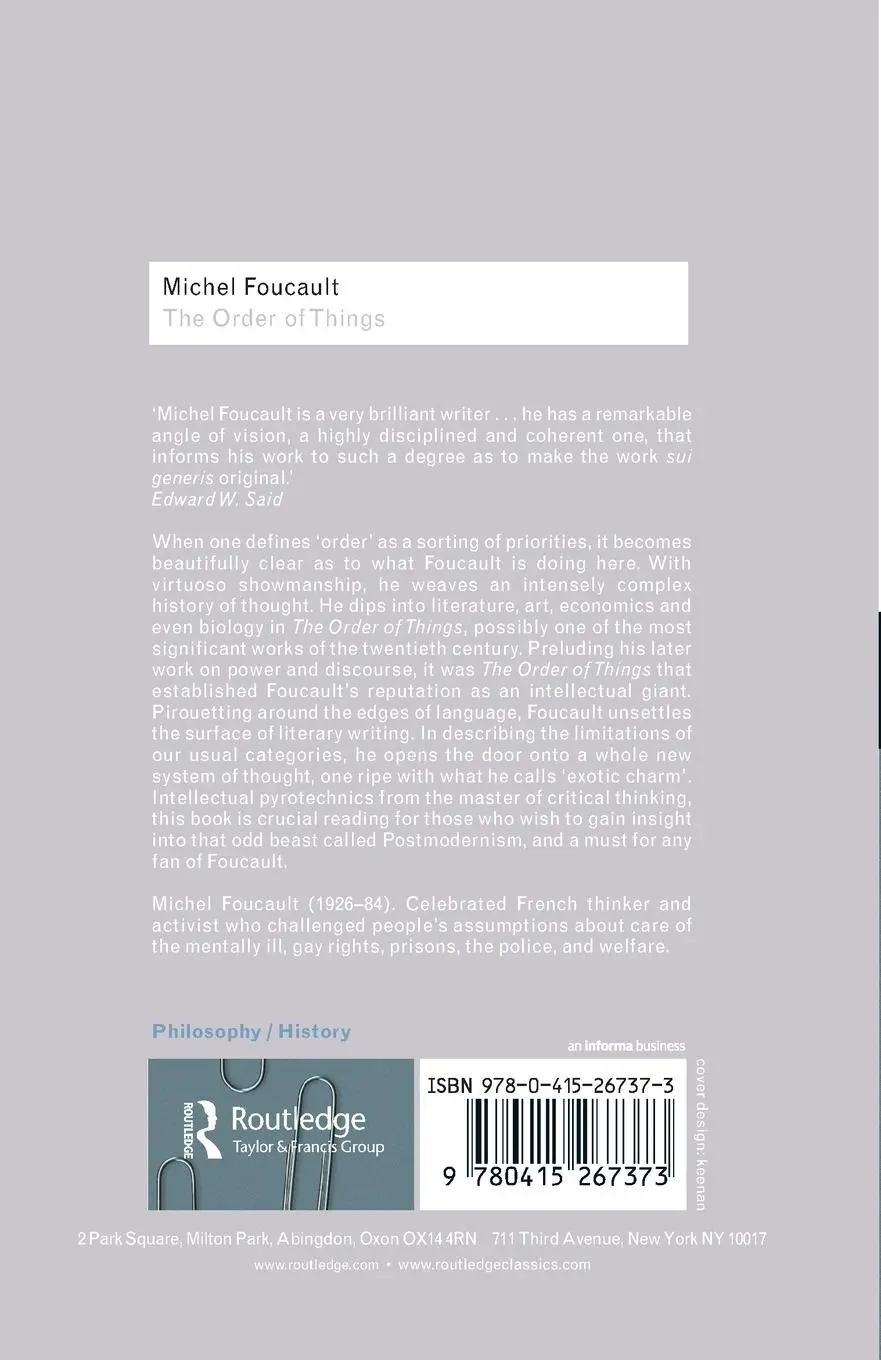 Rückseite: 9780415267373 | The Order of Things | Michel Foucault | Taschenbuch | Englisch | 2001