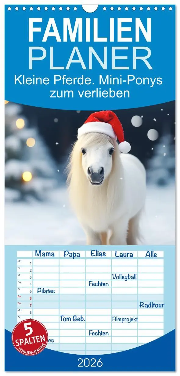 Cover: 9783516497373 | Familienplaner 2026 - Kleine Pferde. Mini-Ponys zum verlieben mit 5...