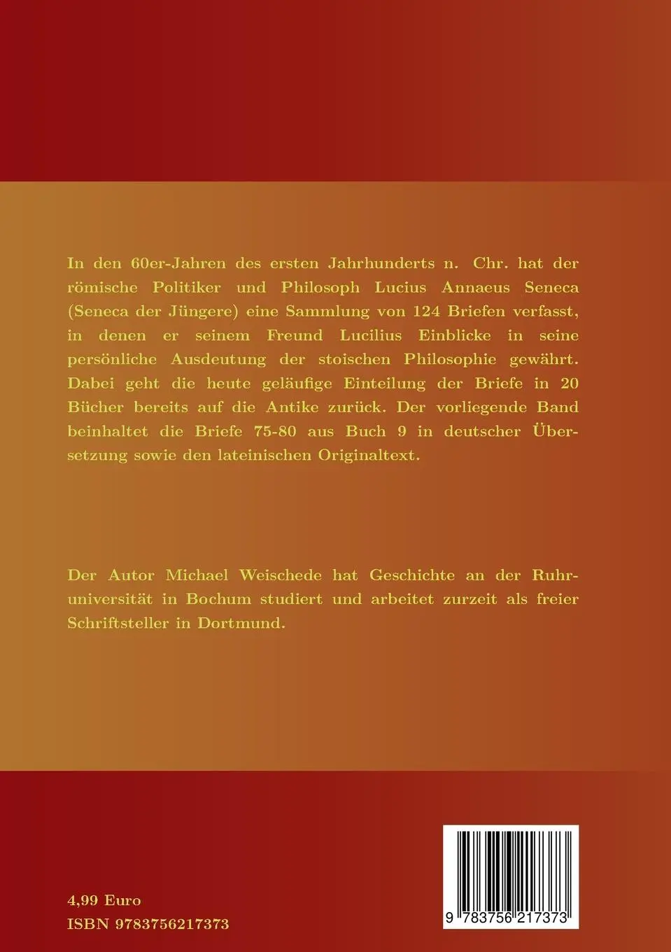 Rückseite: 9783756217373 | Seneca - Epistulae morales ad Lucilium - Liber IX Epistulae LXXV -...