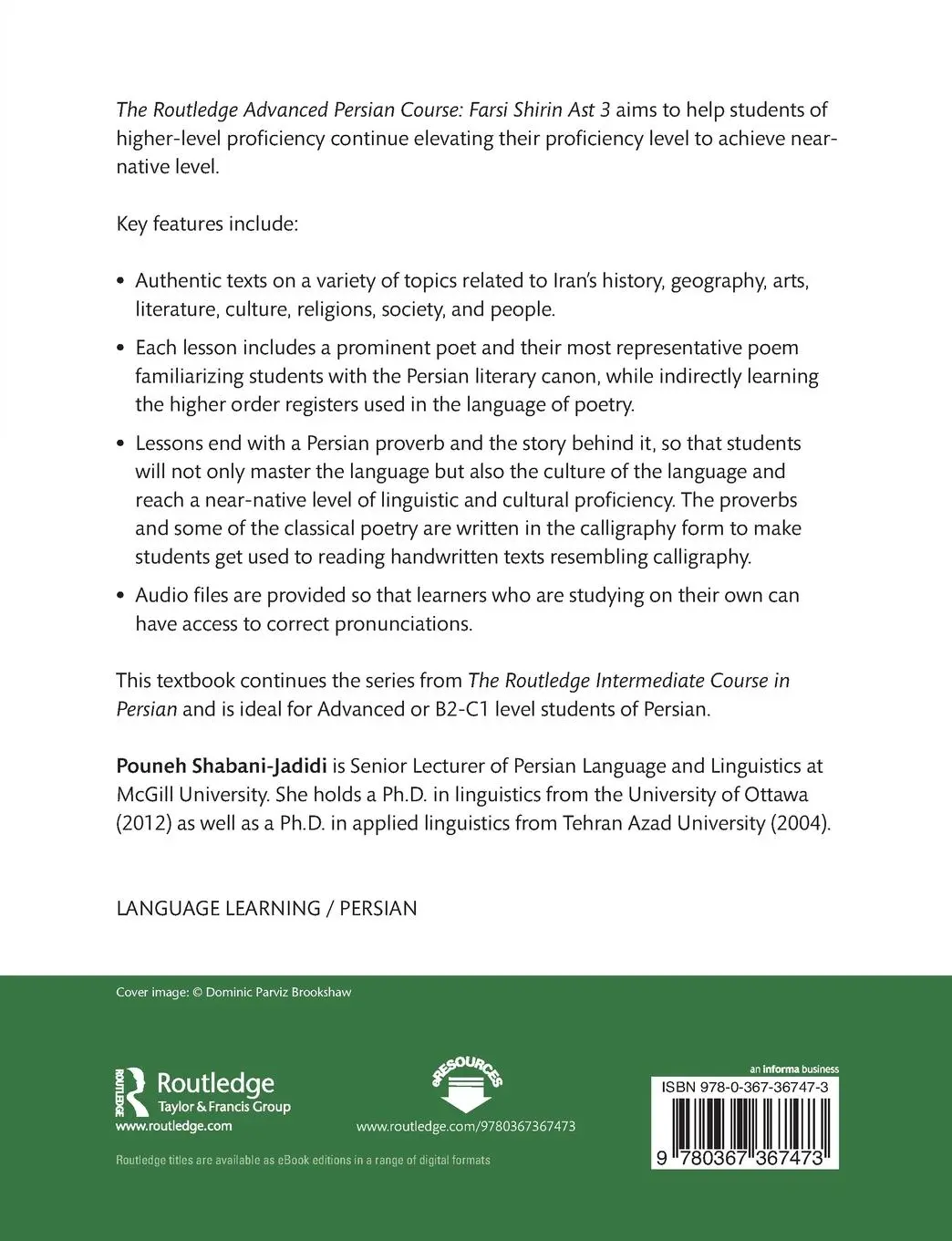 Rückseite: 9780367367473 | The Routledge Advanced Persian Course | Farsi Shirin Ast 3 | Buch