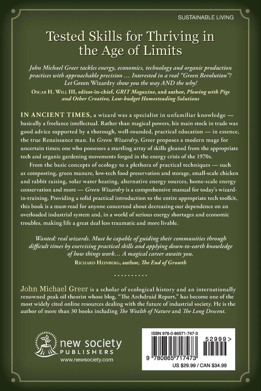 Rückseite: 9780865717473 | Green Wizardry | John Michael Greer | Taschenbuch | Paperback | 2013