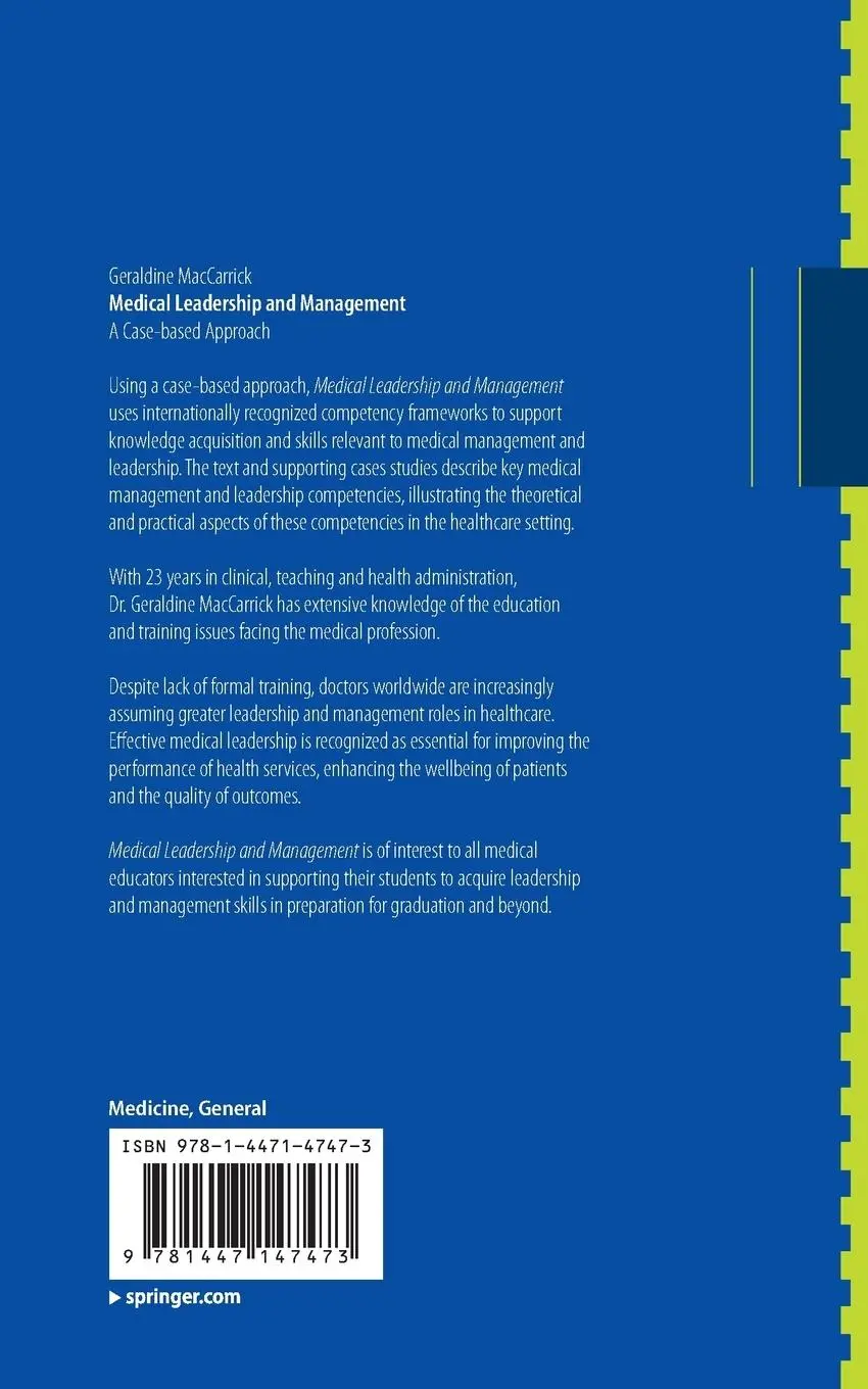 Rückseite: 9781447147473 | Medical Leadership and Management | A Case-based Approach | Maccarrick