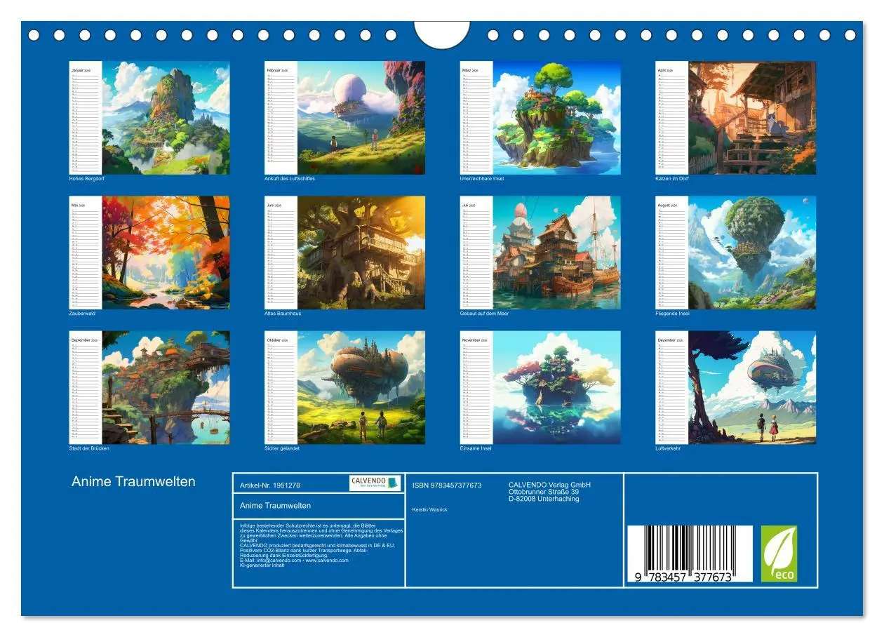 Bild: 9783457377673 | Anime Traumwelten (Wandkalender 2026 DIN A4 quer), CALVENDO...