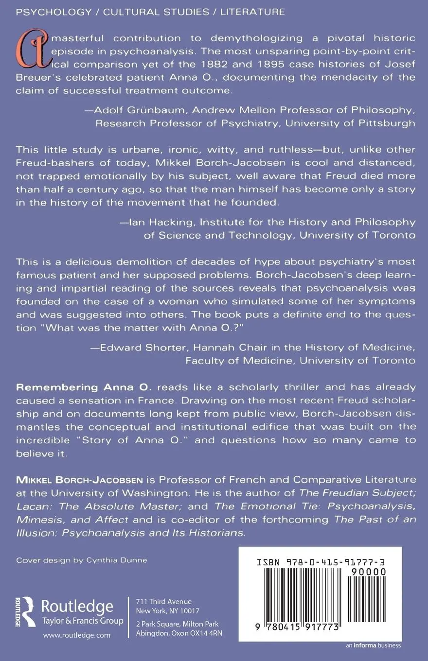 Rückseite: 9780415917773 | Remembering Anna O. | A Century of Mystification | Borch-Jacobsen