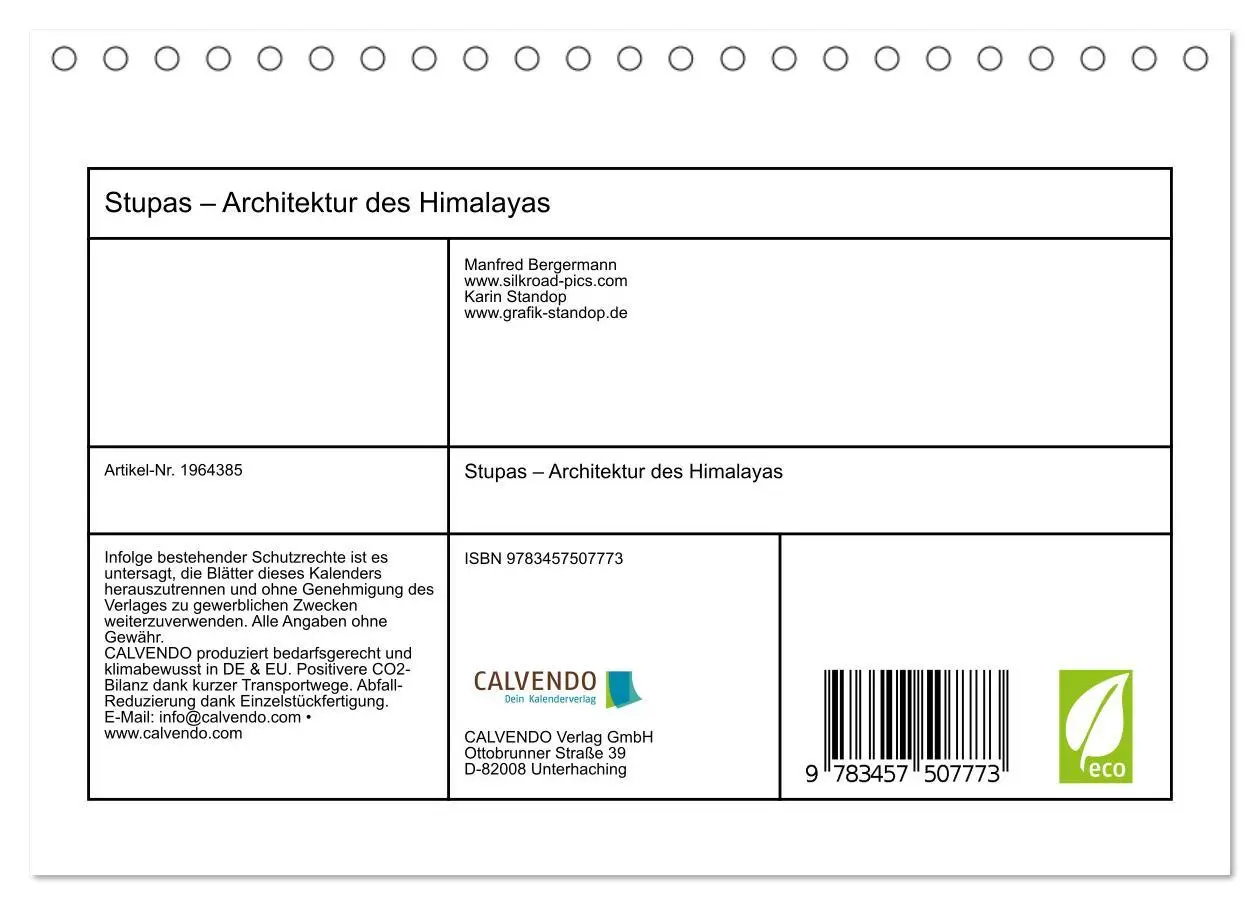 Bild: 9783457507773 | Stupas - Architektur des Himalayas (Tischkalender 2026 DIN A5...