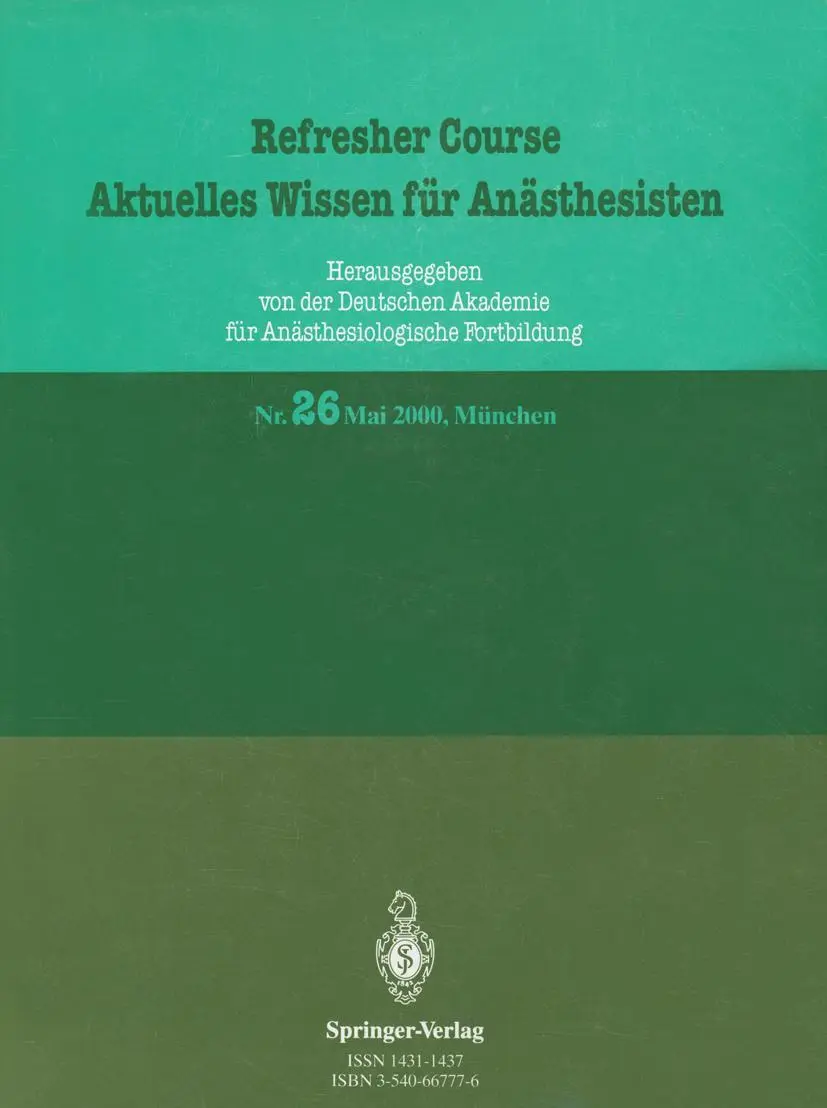 Cover: 9783540667773 | Refresher Course Aktuelles Wissen für Anästhesisten | Purschke | Buch