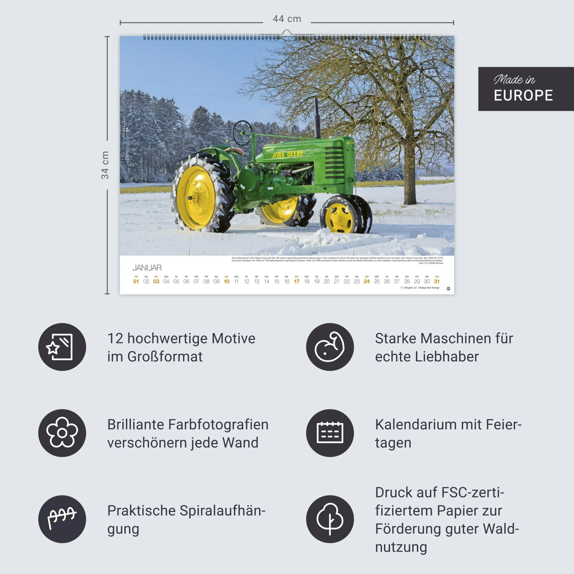 Bild: 9783756417773 | Starke Traktoren Posterkalender 2027 | Heye | Kalender | Spiralbindung