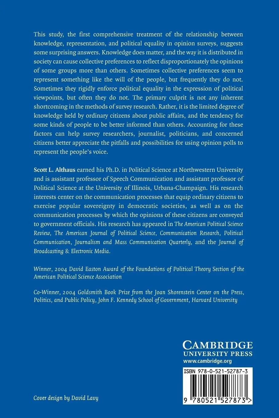 Rückseite: 9780521527873 | Collective Preferences in Democratic Politics | Scott L. Althaus