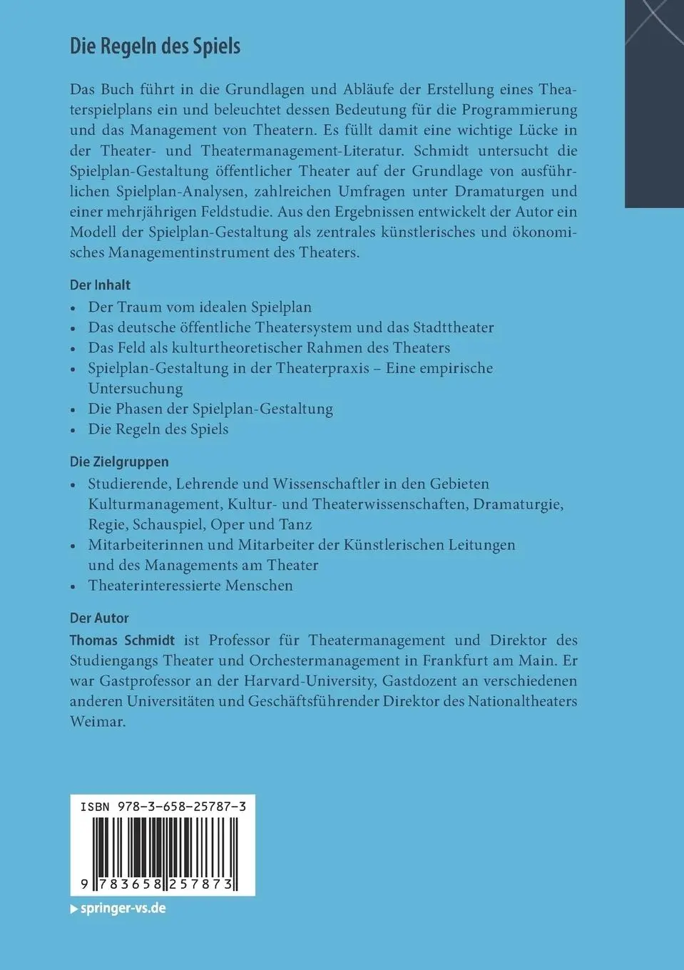 Rückseite: 9783658257873 | Die Regeln des Spiels | Programm und Spielplan-Gestaltung im Theater