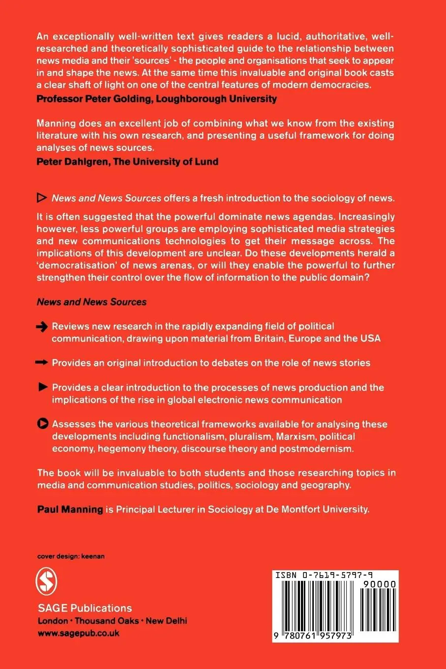 Rückseite: 9780761957973 | News and News Sources | A Critical Introduction | Paul Manning | Buch