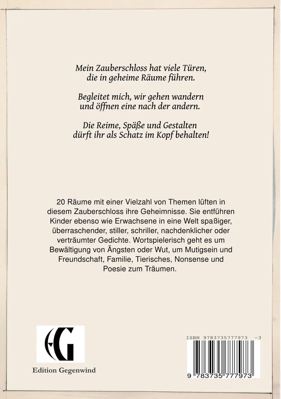 Rückseite: 9783735777973 | Mein Zauberschloss hat viele Türen | Zwanzig Räume voller Reime | Buch