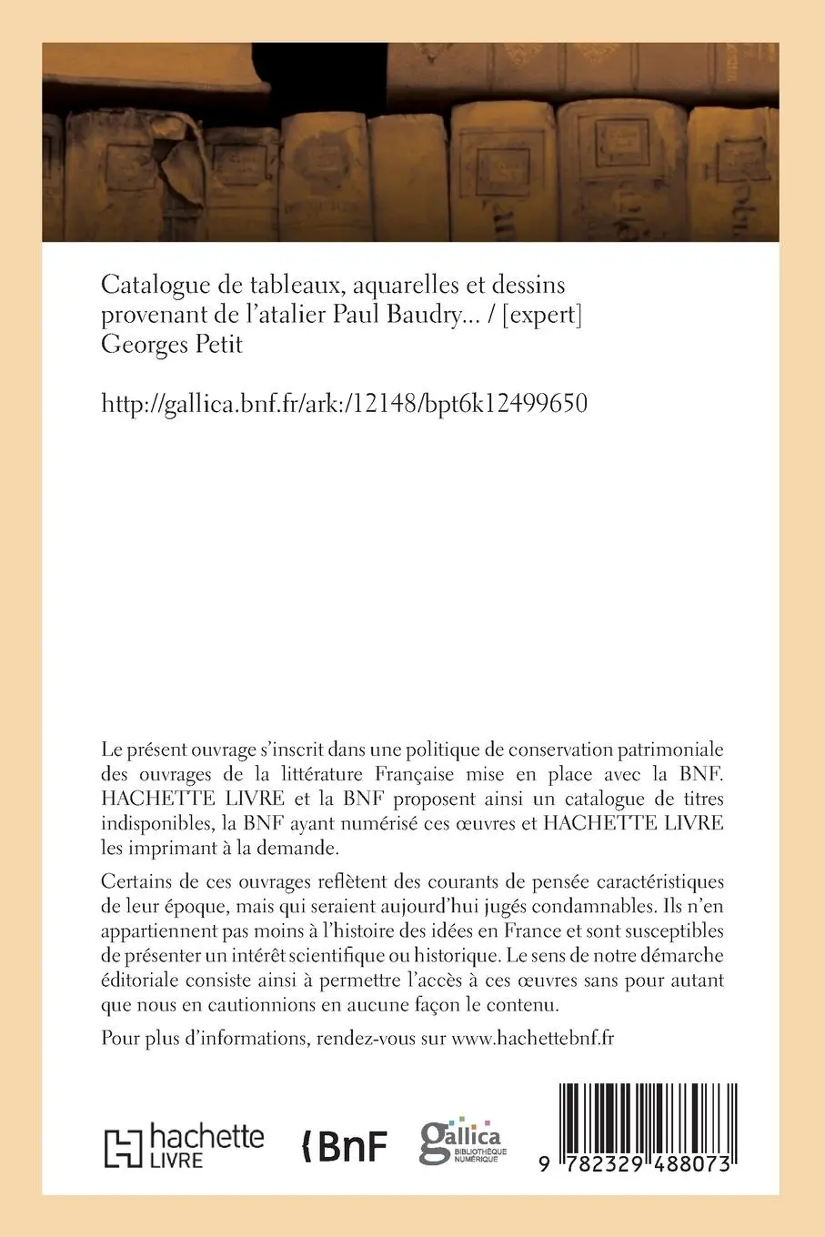 Rückseite: 9782329488073 | Catalogue de Tableaux, Aquarelles Et Dessins de l'Atelier Paul Baudry