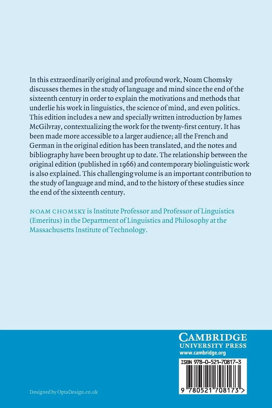 Rückseite: 9780521708173 | Cartesian Linguistics | Noam Chomsky | Taschenbuch | Englisch | 2009
