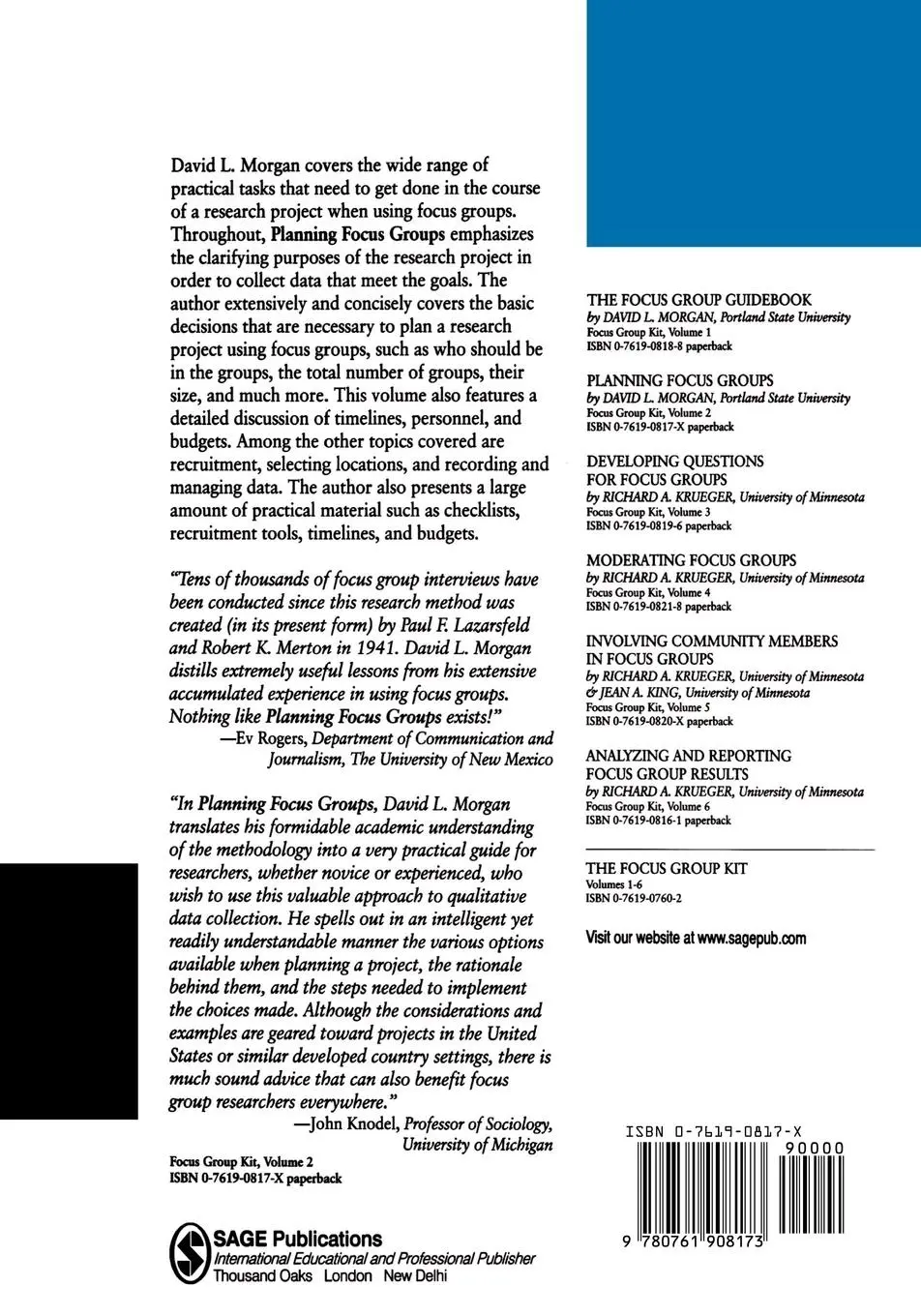 Rückseite: 9780761908173 | Planning Focus Groups | David L. Morgan | Taschenbuch | Englisch