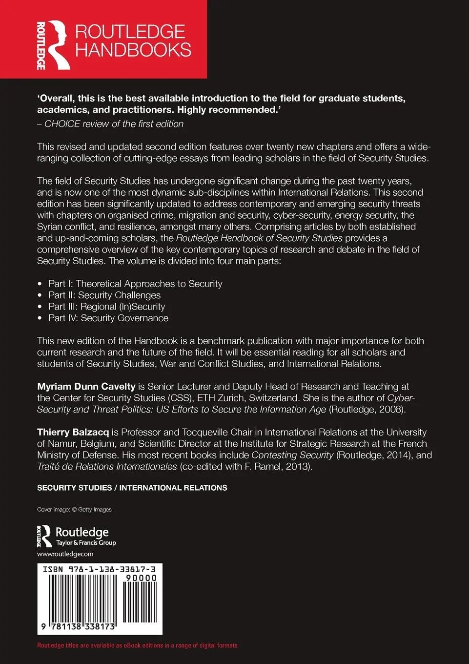Rückseite: 9781138338173 | Routledge Handbook of Security Studies | Myriam Dunn Cavelty (u. a.)