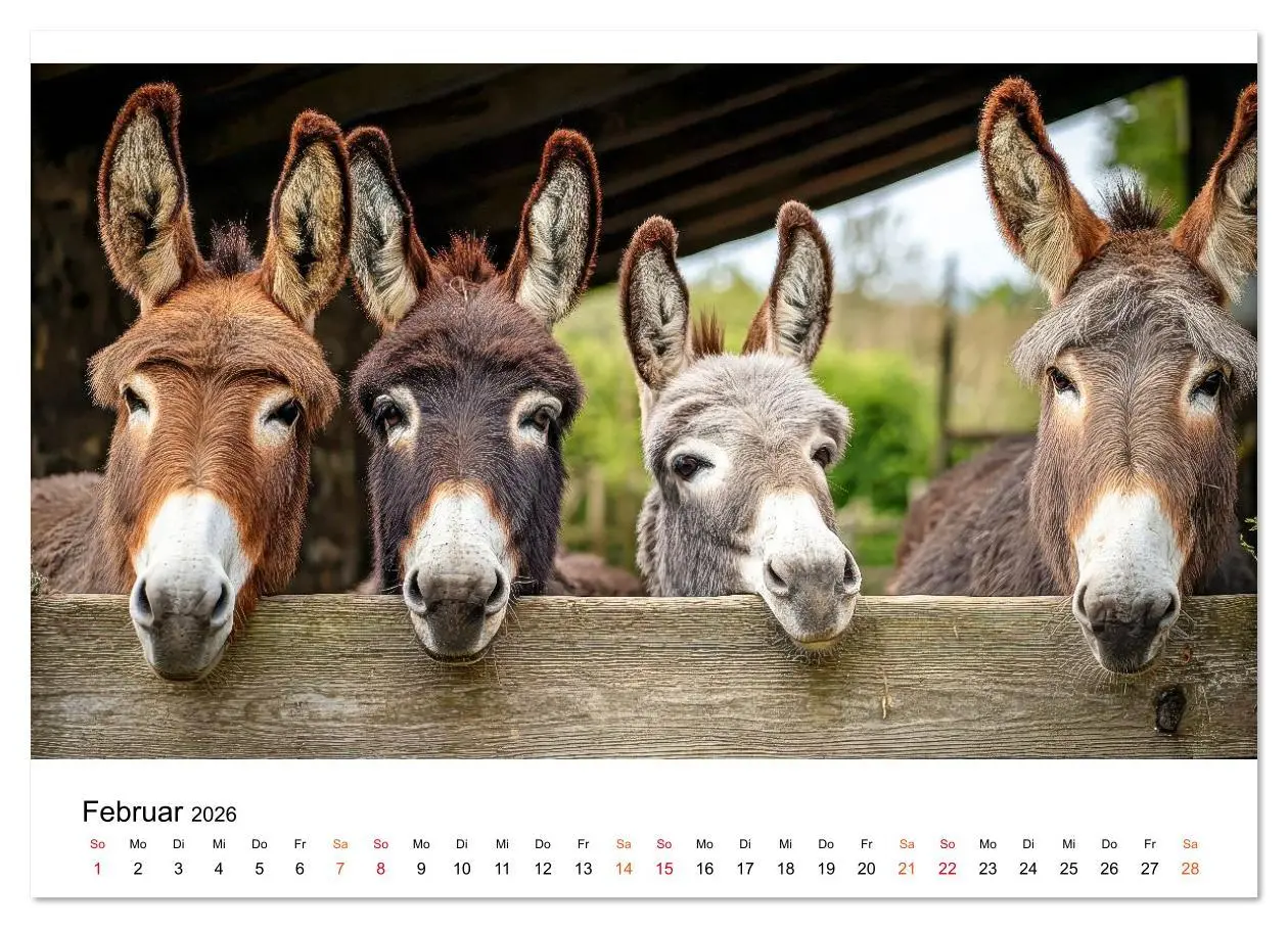 Bild: 9783516628173 | Esel - sanfte Seelen, große Ohren (Wandkalender 2026 DIN A2 quer),...