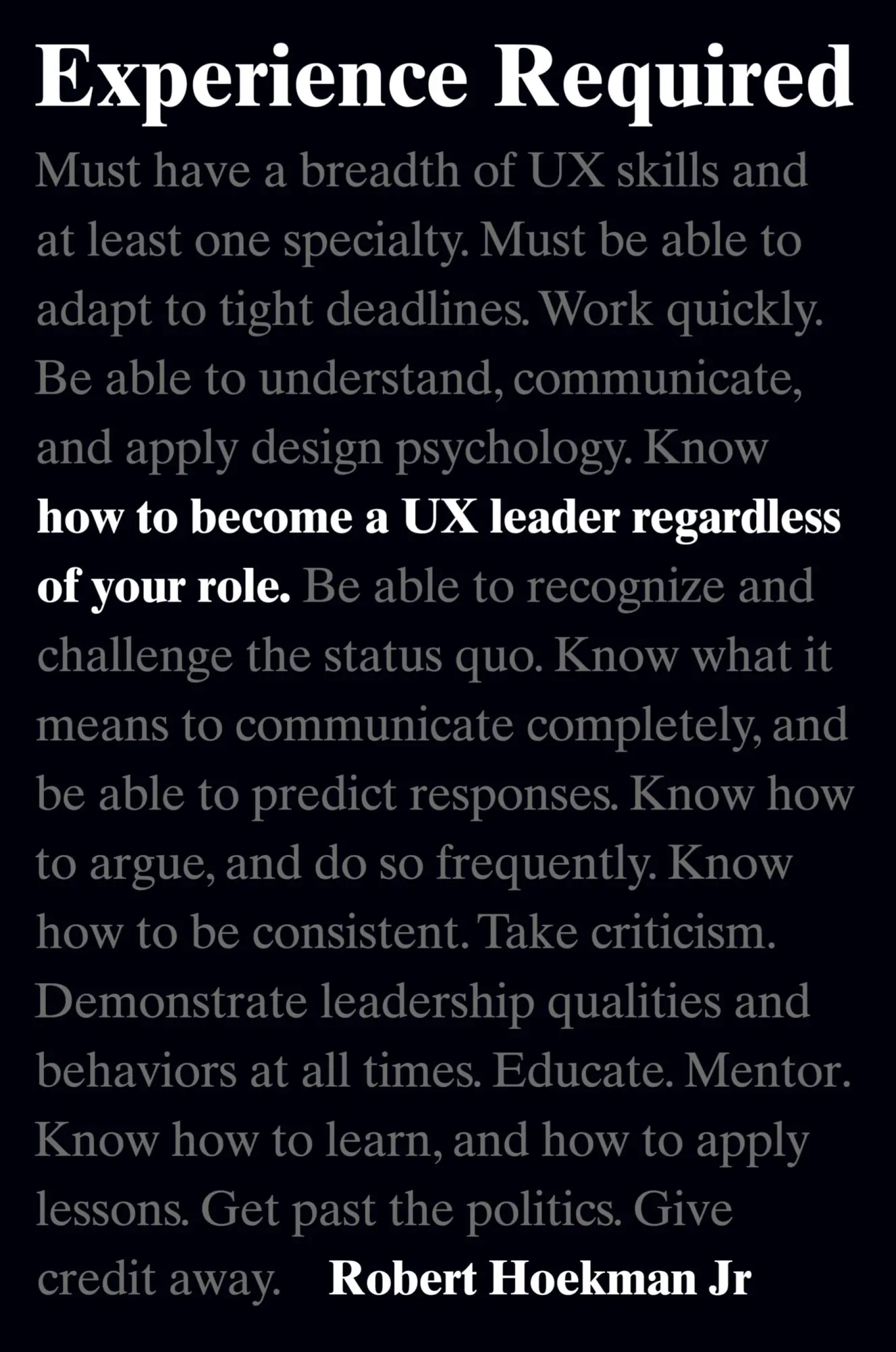 Cover: 9780134398273 | Experience Required: How to become a UX leader regardless of your role