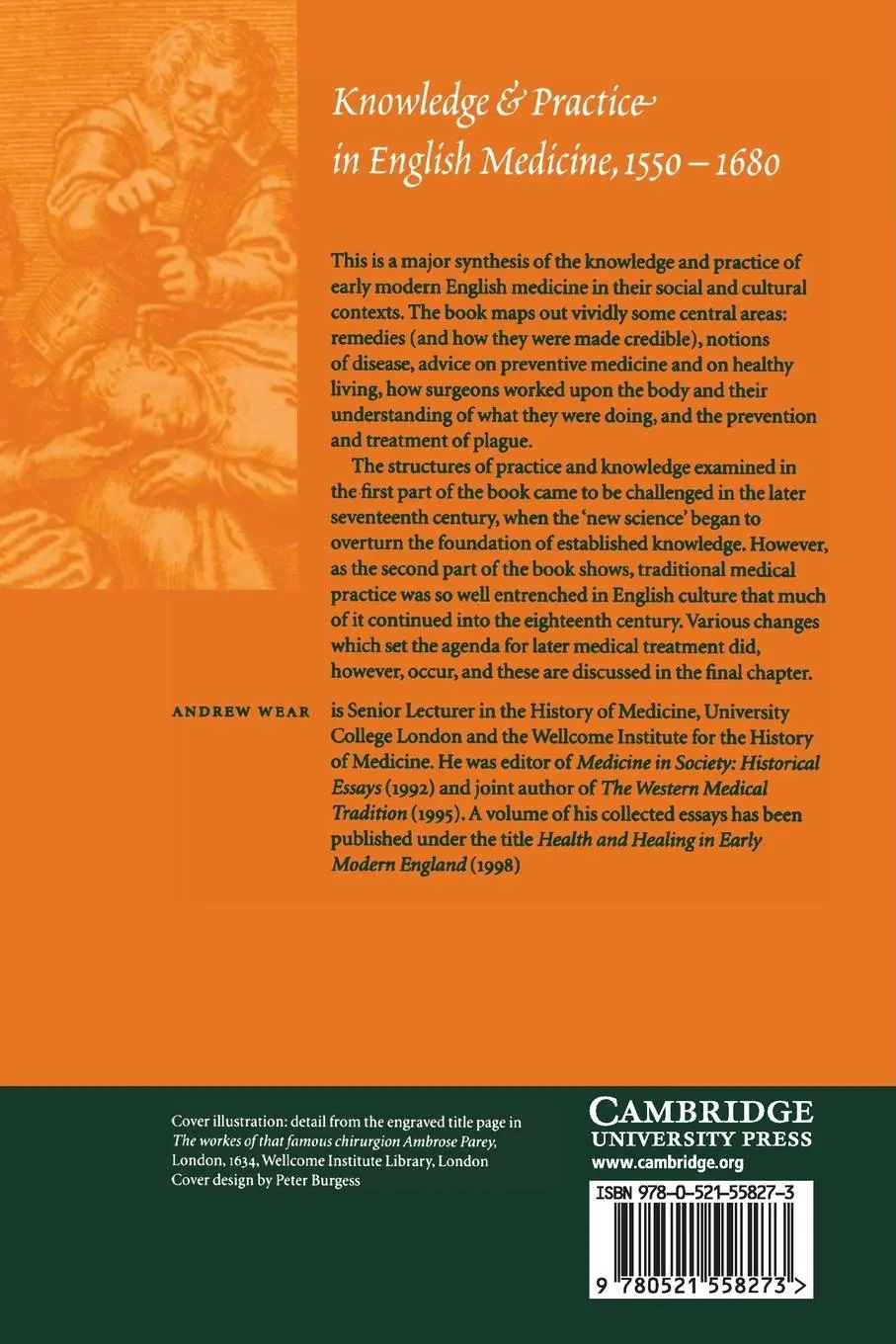 Rückseite: 9780521558273 | Knowledge and Practice in English Medicine, 1550-1680 | Andrew Wear
