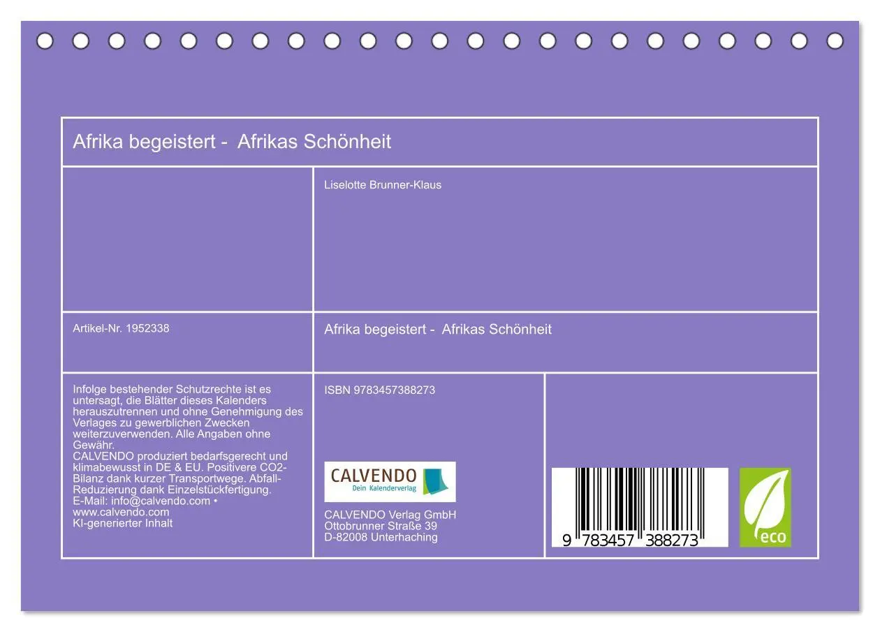 Bild: 9783457388273 | Afrika begeistert - Afrikas Schönheit (Tischkalender 2026 DIN A5...