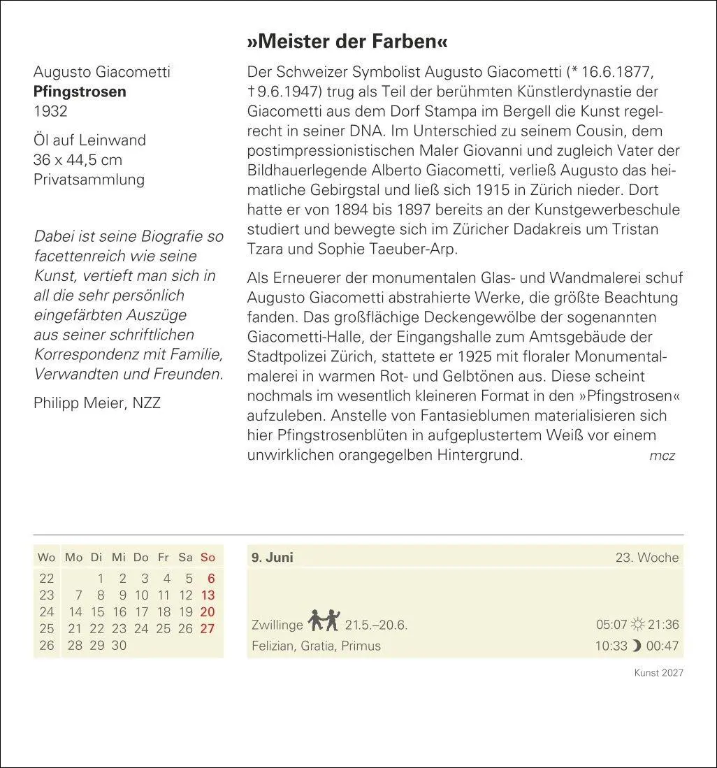 Bild: 9783840038273 | Kunst Tagesabreißkalender 2027 - Kulturkalender - Künstler, Werke,...