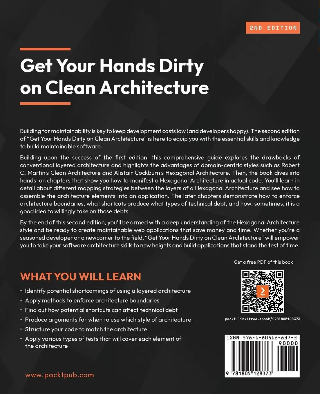 Rückseite: 9781805128373 | Get Your Hands Dirty on Clean Architecture | Tom Hombergs (u. a.)