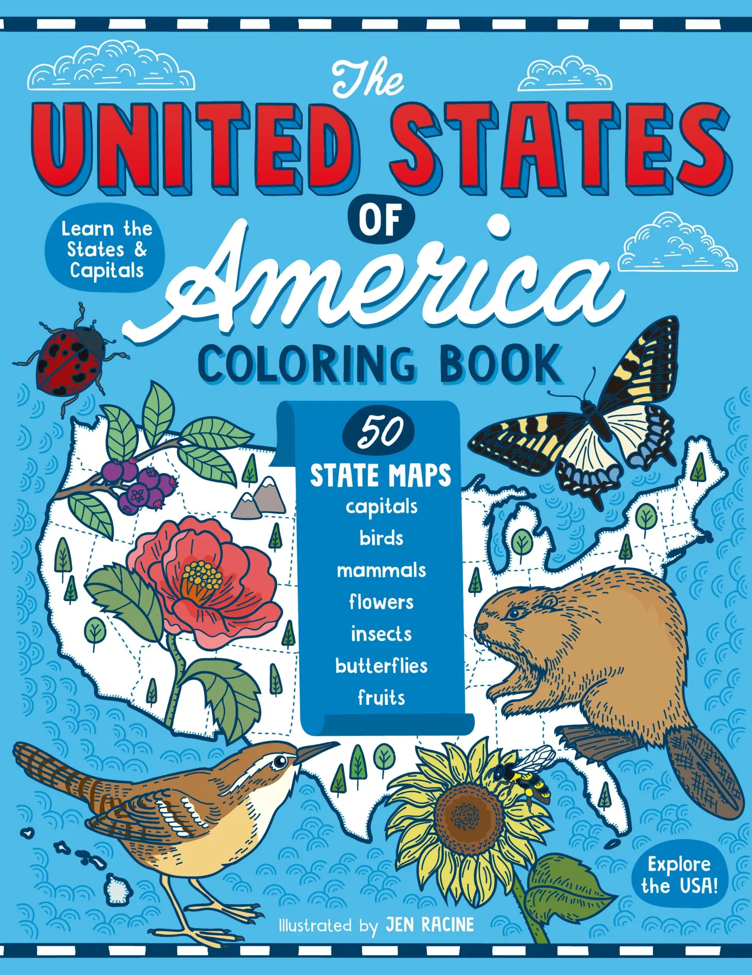 Cover: 9781951728373 | The United States of America Coloring Book | Jen Racine | Taschenbuch