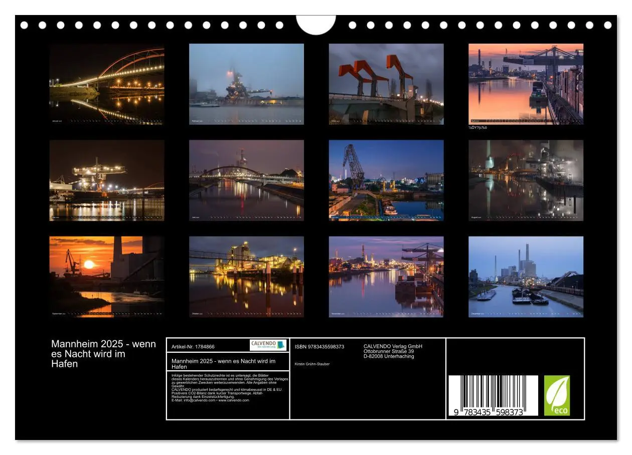Bild: 9783435598373 | Mannheim 2025 - wenn es Nacht wird im Hafen (Wandkalender 2025 DIN...