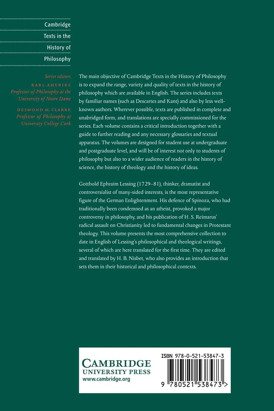 Rückseite: 9780521538473 | Philosophical and Theological Writings | Gotthold Ephraim Lessing