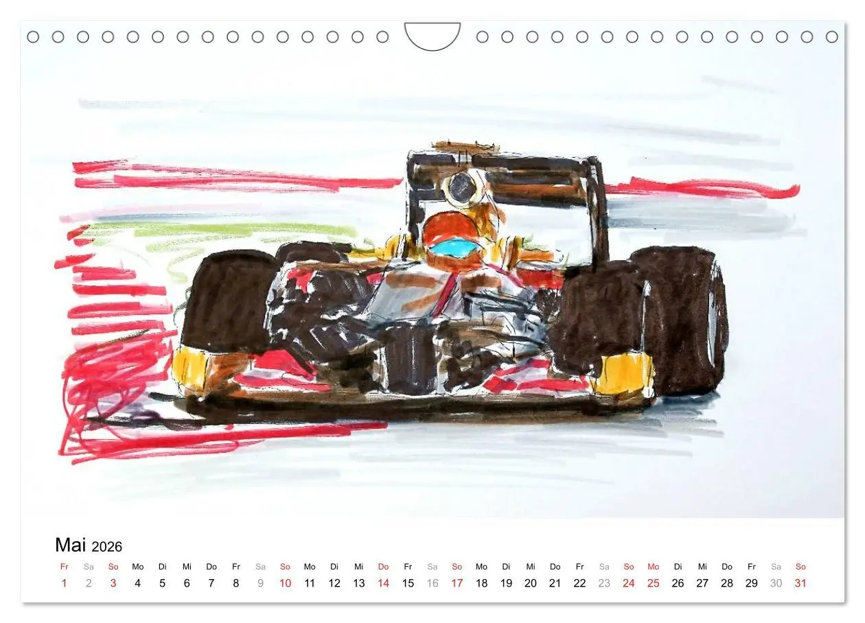 Bild: 9783516218473 | Illustrationen Formel 1 Rennwagen (Wandkalender 2026 DIN A4 quer),...