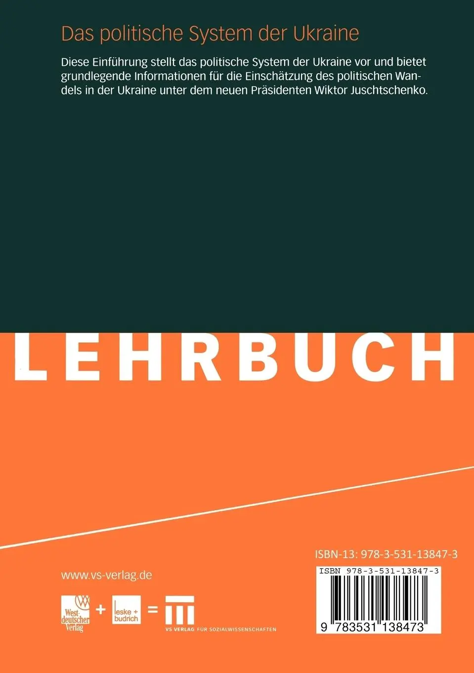 Rückseite: 9783531138473 | Das politische System der Ukraine | Eine Einführung | Schneider | Buch