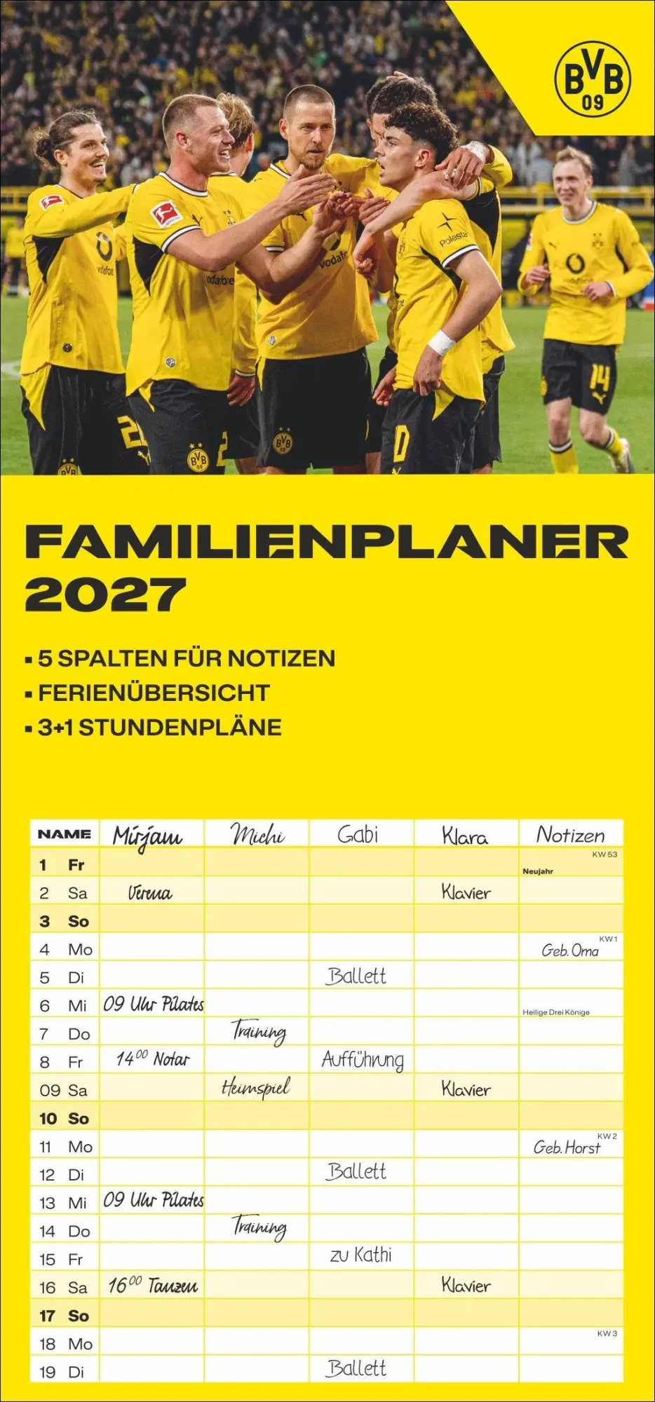 Cover: 9783756418473 | BVB Familienplaner 2027 | Heye | Kalender | Bundesliga Kalender Heye