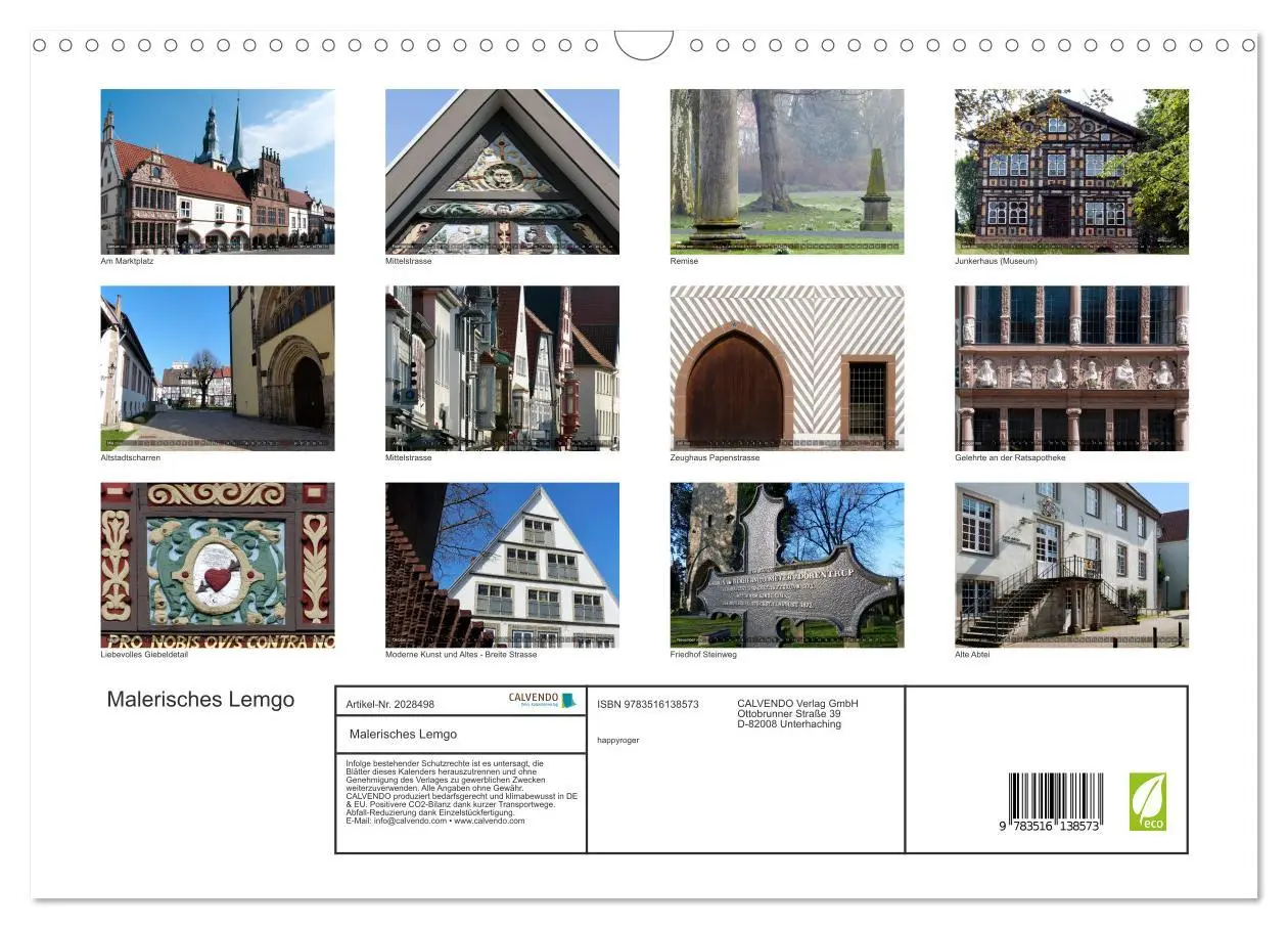 Bild: 9783516138573 | Malerisches Lemgo (Wandkalender 2026 DIN A3 quer), CALVENDO...